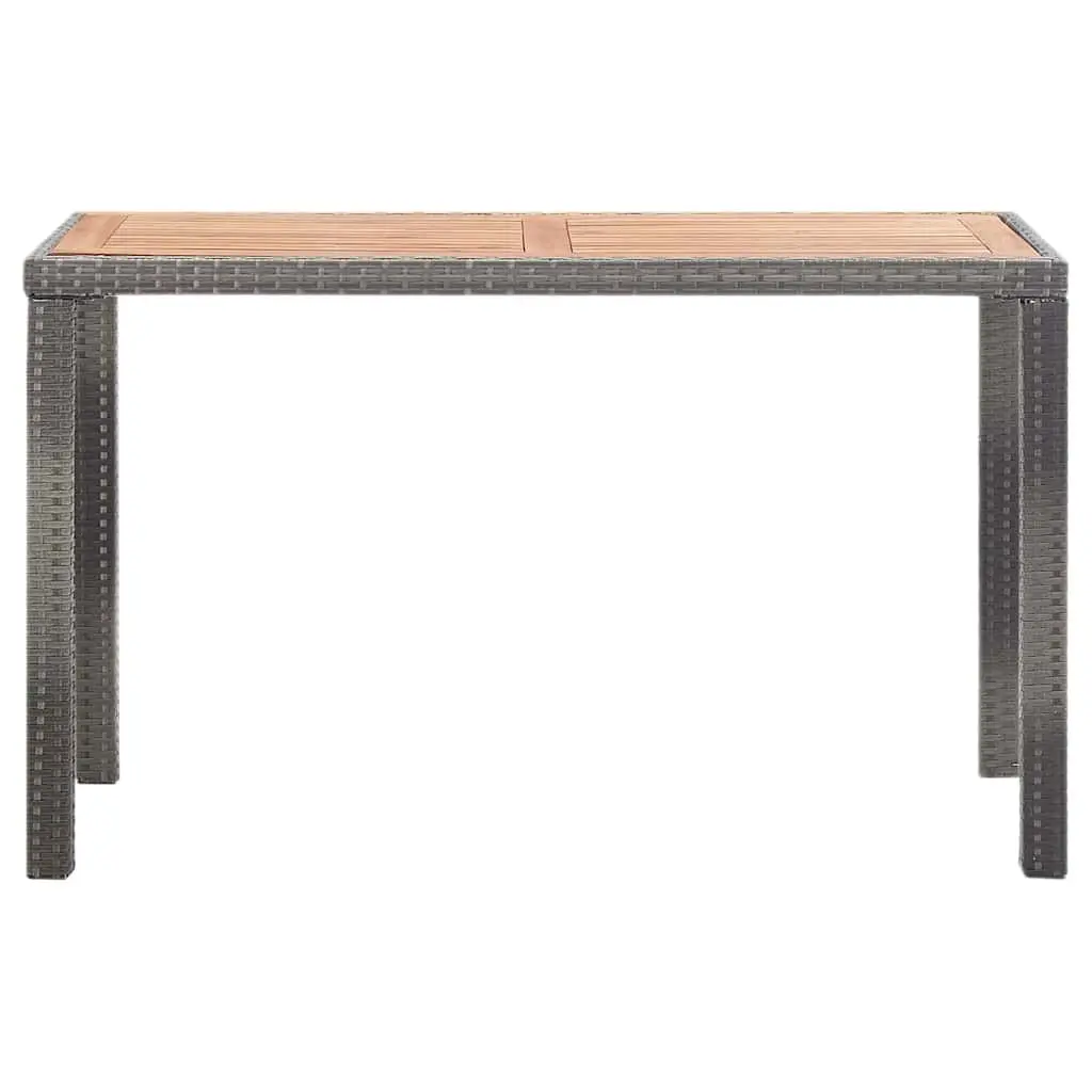 Outdoor Garden Table Rattan Frame Acacia Wood 123 x 60 x 74 cm Anthracite Brown