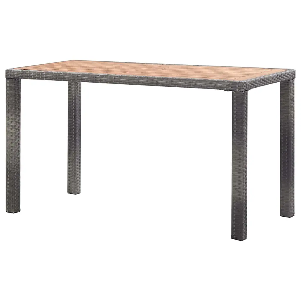 Outdoor Garden Table Rattan Frame Acacia Wood 123 x 60 x 74 cm Anthracite Brown