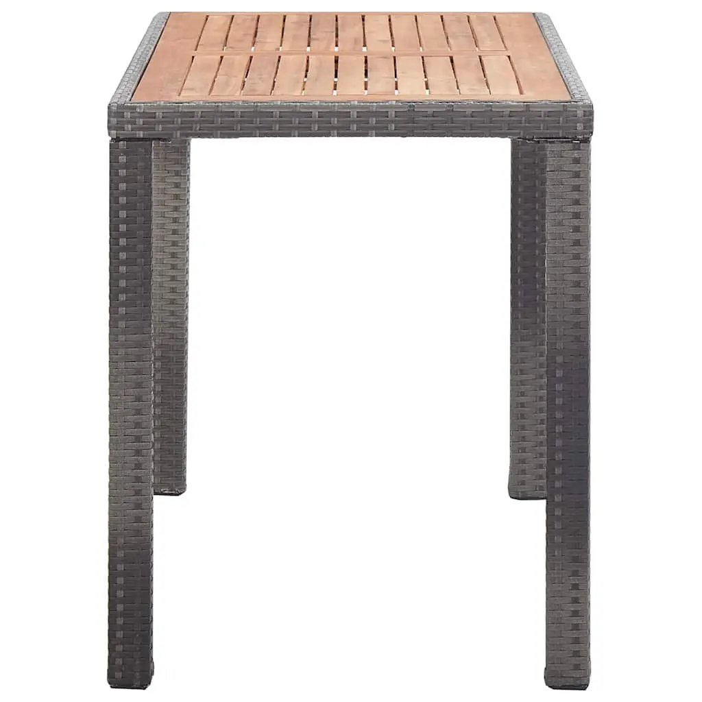 Outdoor Garden Table Rattan Frame Acacia Wood 123 x 60 x 74 cm Anthracite Brown