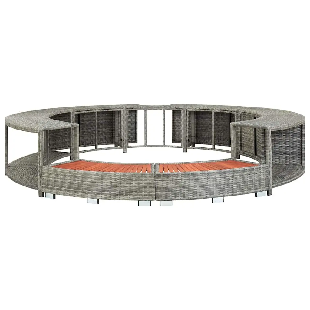 Hot Tub Surround Grey Poly Rattan Outdoor Storage Organiser