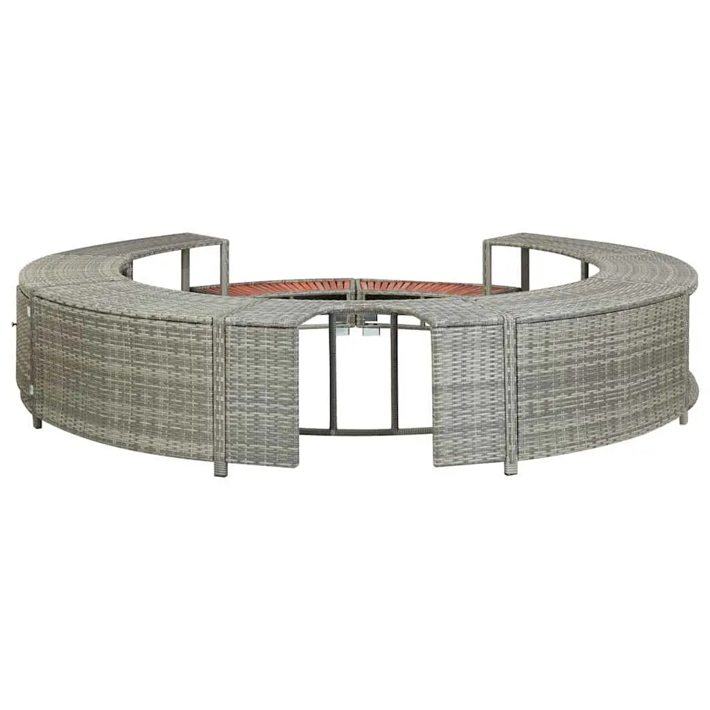 Hot Tub Surround Grey Poly Rattan Outdoor Storage Organiser