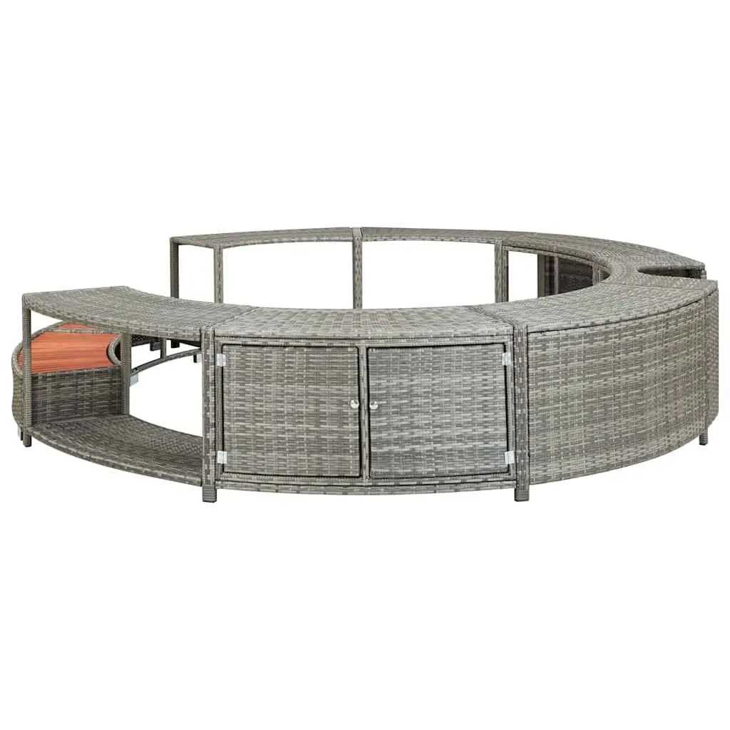 Hot Tub Surround Grey Poly Rattan Outdoor Storage Organiser
