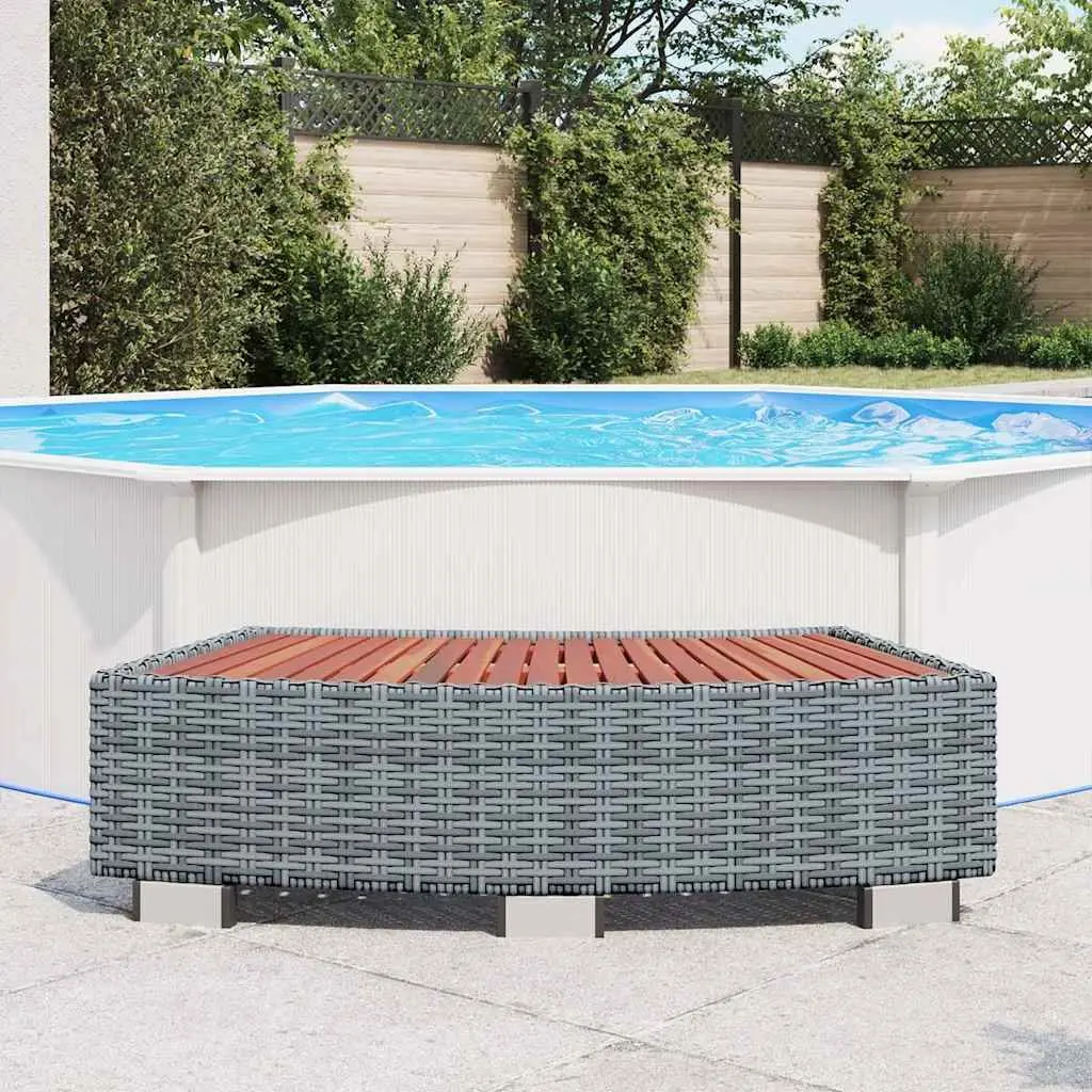 Spa Step Grey Poly Rattan Hot Tub Access Pool Ladder 92 x 45 x 25 cm