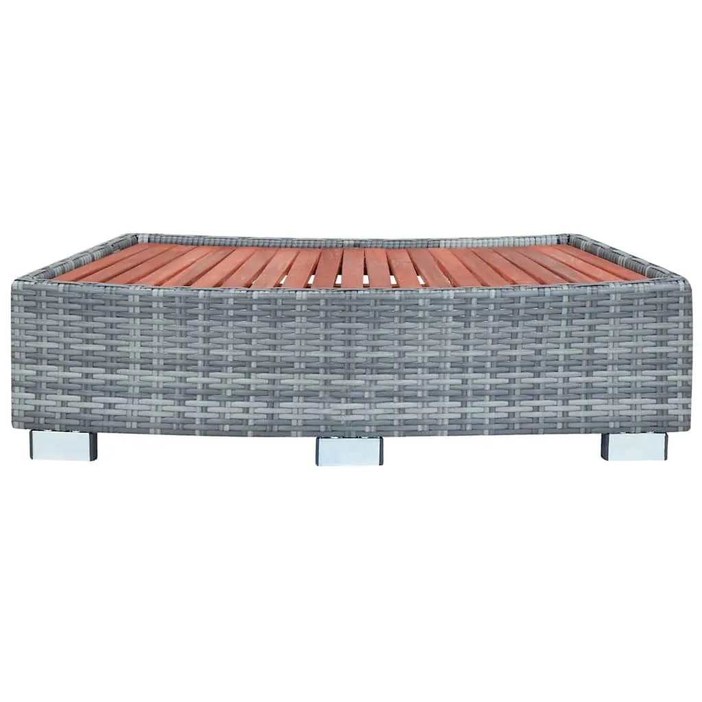 Spa Step Grey Poly Rattan Hot Tub Access Pool Ladder 92 x 45 x 25 cm