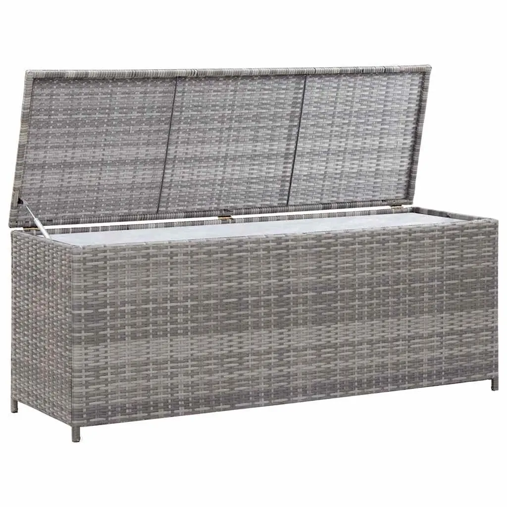 Garden Storage Box Grey 150x50x60cm Outdoor Rattan Chest Bench Furniture