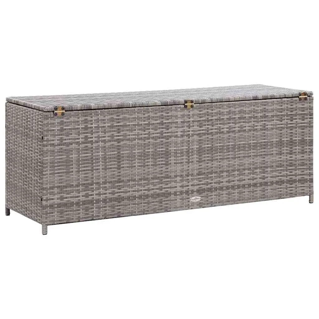 Garden Storage Box Grey 150x50x60cm Outdoor Rattan Chest Bench Furniture
