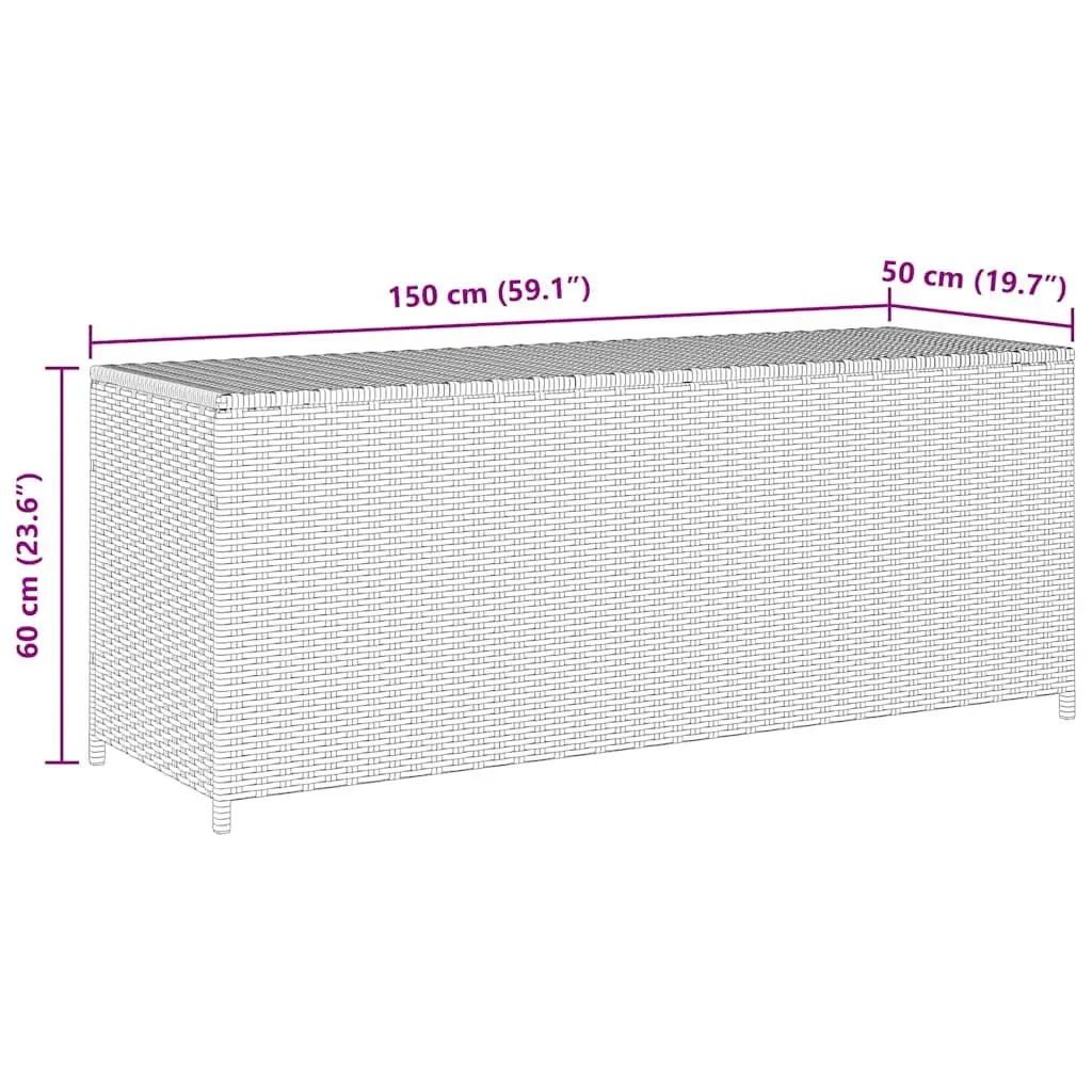 Garden Storage Box Grey 150x50x60cm Outdoor Rattan Chest Bench Furniture