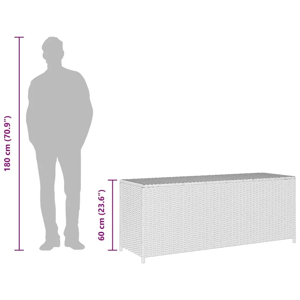 Garden Storage Box Grey 150x50x60cm Outdoor Rattan Chest Bench Furniture