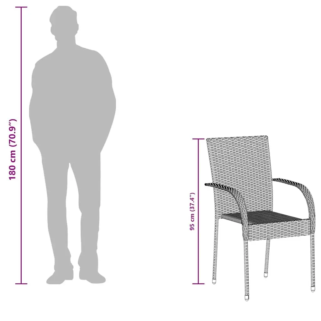 Stackable Outdoor Chairs 2pc Grey Garden Patio Dining Seating Set