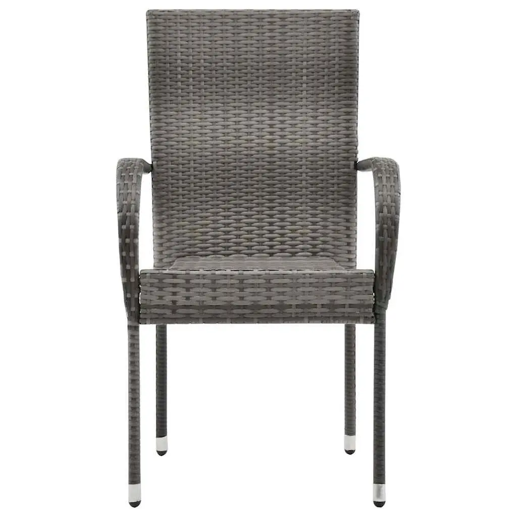 Stackable Outdoor Chairs 2pc Grey Garden Patio Dining Seating Set