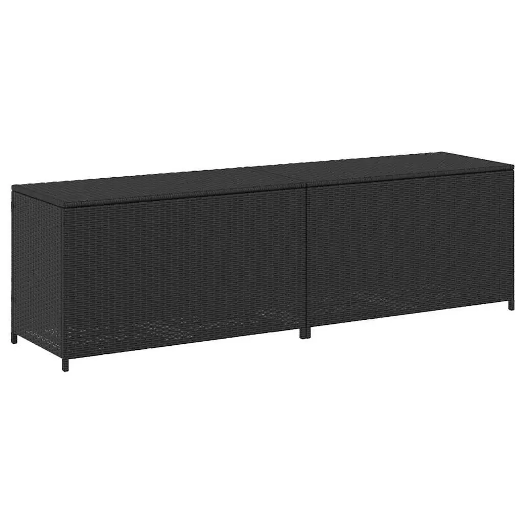 Outdoor Storage Box Hand-Woven Poly Rattan 200 x 50 x 60 cm Black