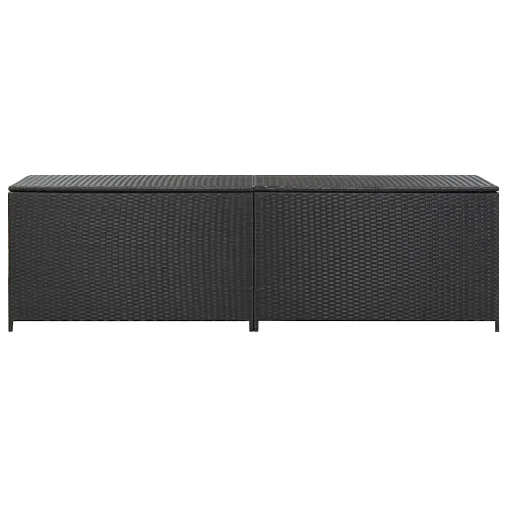 Outdoor Storage Box Hand-Woven Poly Rattan 200 x 50 x 60 cm Black