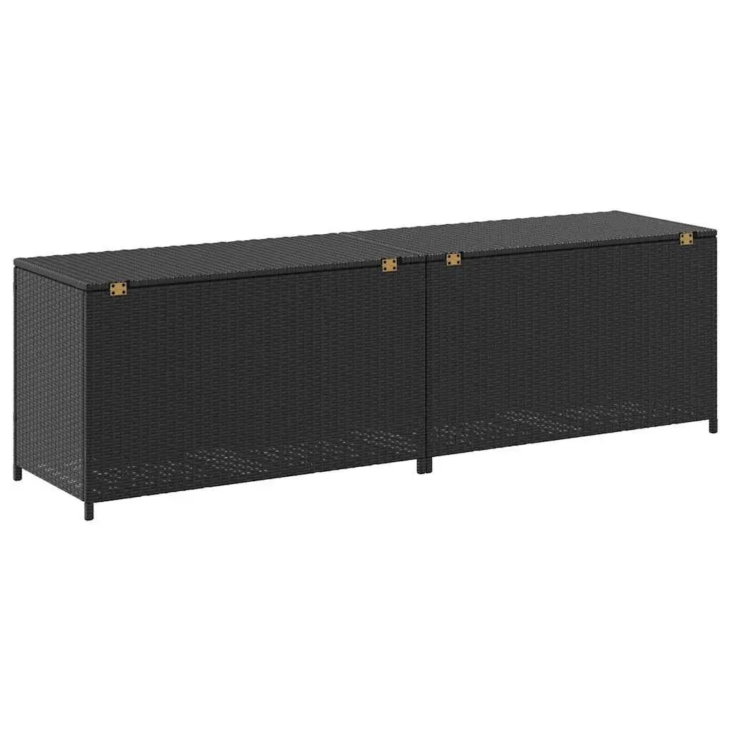 Outdoor Storage Box Hand-Woven Poly Rattan 200 x 50 x 60 cm Black