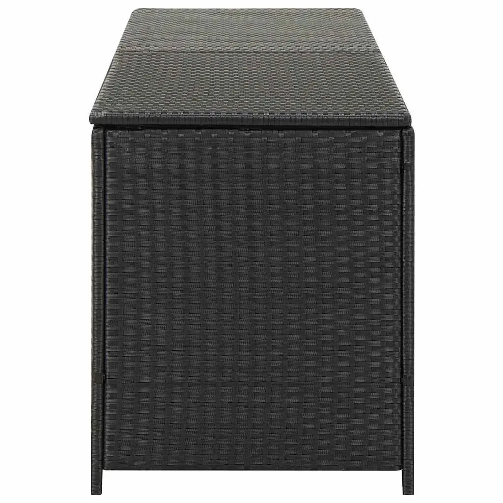 Outdoor Storage Box Hand-Woven Poly Rattan 200 x 50 x 60 cm Black