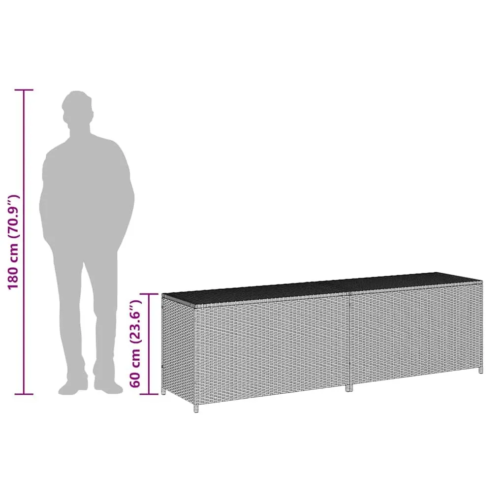 Outdoor Storage Box Hand-Woven Poly Rattan 200 x 50 x 60 cm Black