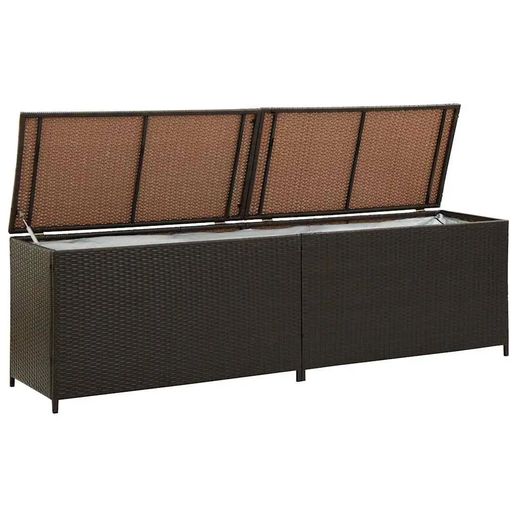 Garden Storage Box Outdoor Poly Rattan Brown 200x50x60 cm Deck Container