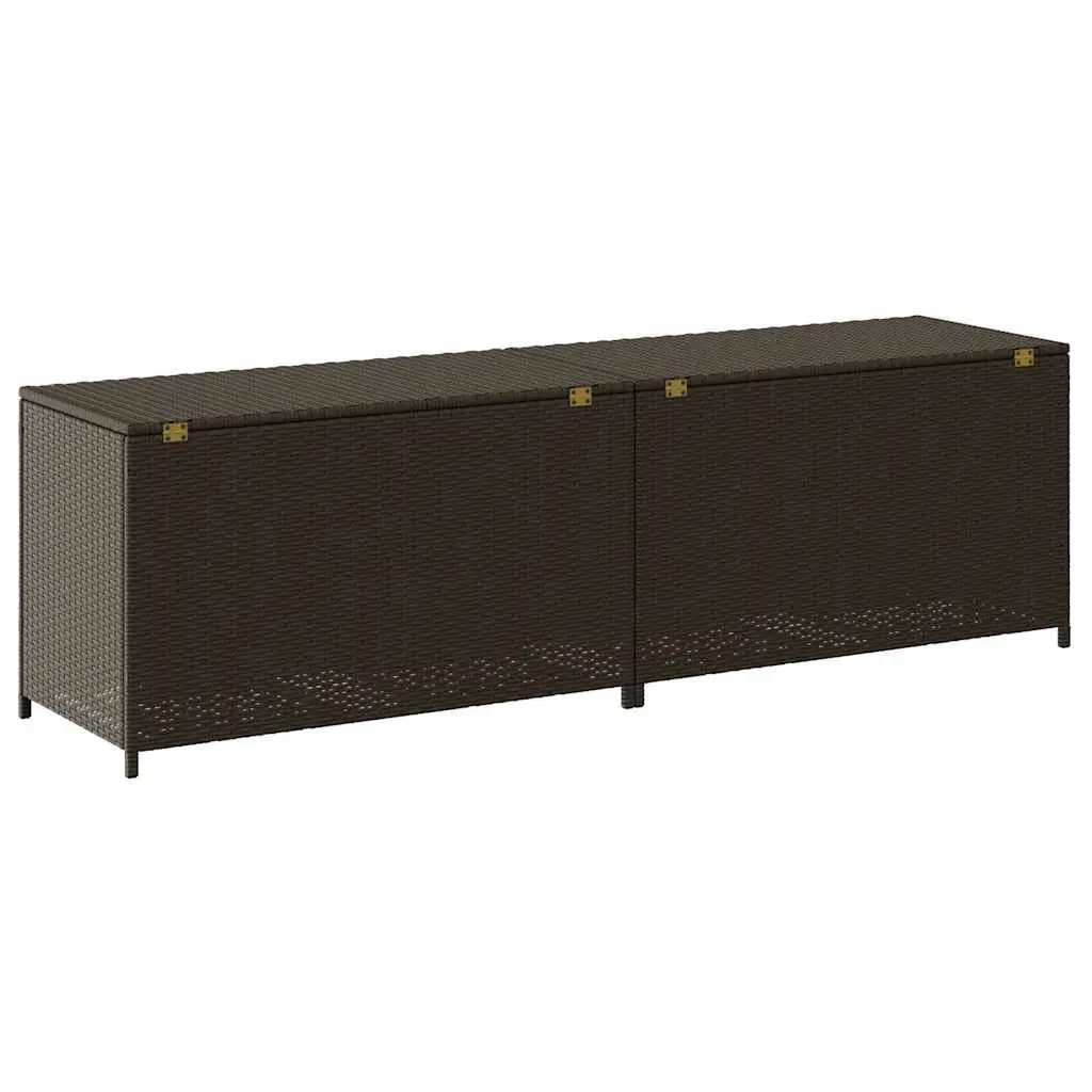 Garden Storage Box Outdoor Poly Rattan Brown 200x50x60 cm Deck Container