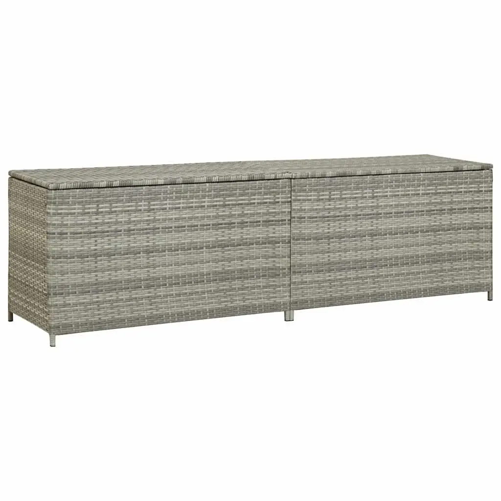 Outdoor Storage Box Grey Poly Rattan 200x50x60cm Garden Patio Furniture
