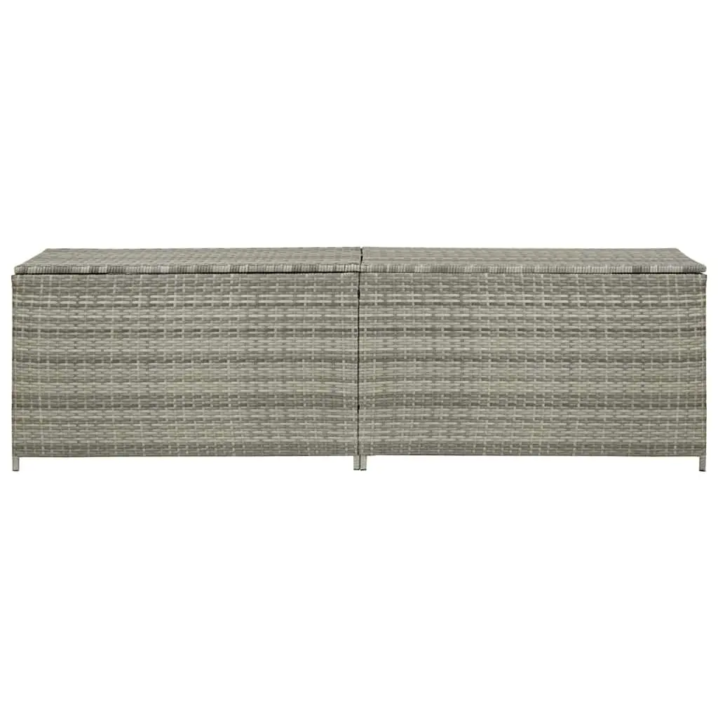Outdoor Storage Box Grey Poly Rattan 200x50x60cm Garden Patio Furniture