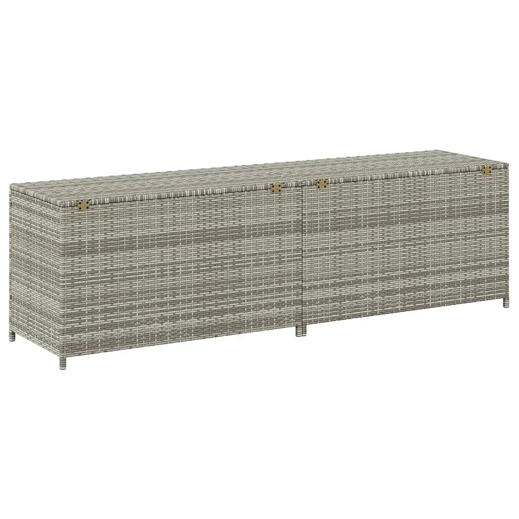 Outdoor Storage Box Grey Poly Rattan 200x50x60cm Garden Patio Furniture