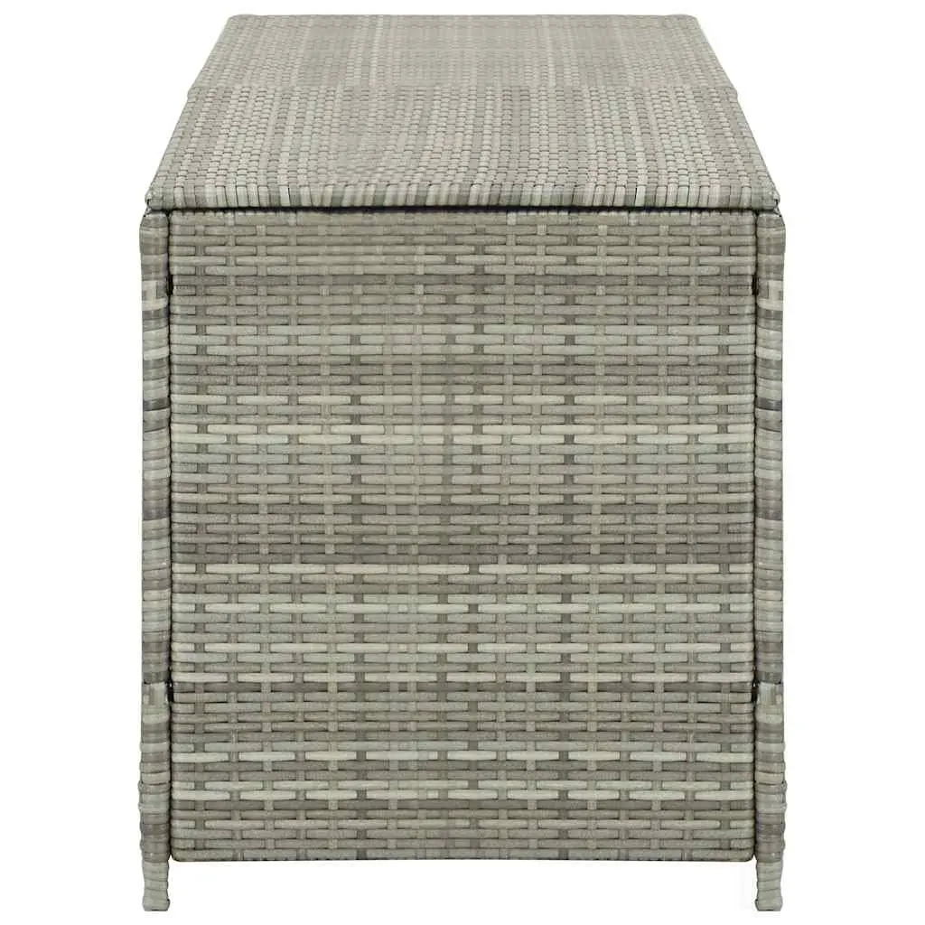 Outdoor Storage Box Grey Poly Rattan 200x50x60cm Garden Patio Furniture