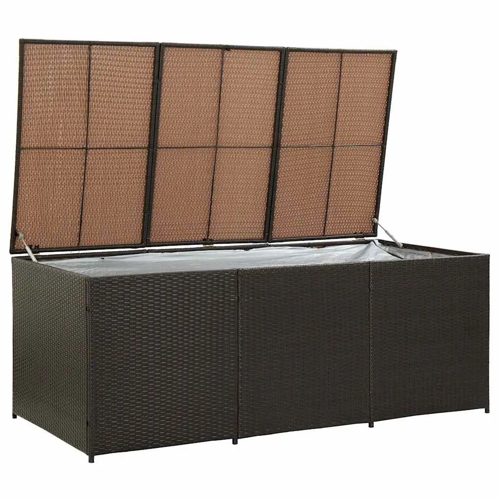 Garden Furniture Storage Box Brown Poly Rattan 180x90x70cm