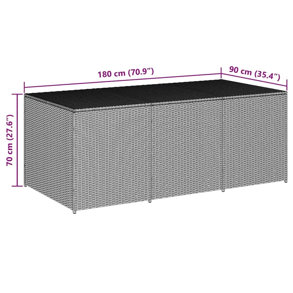Garden Furniture Storage Box Brown Poly Rattan 180x90x70cm