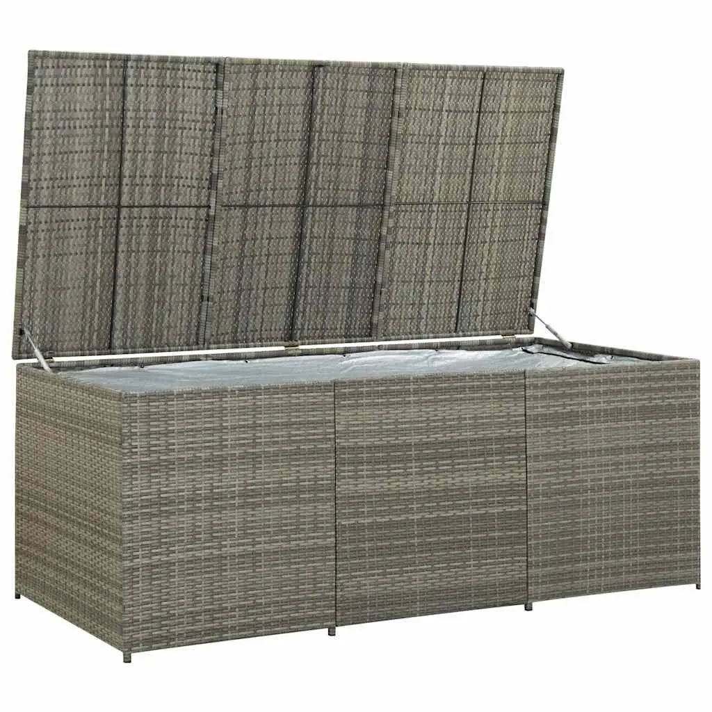 Outdoor Garden Storage Box Poly Rattan 180x90x70cm Grey Deck Container