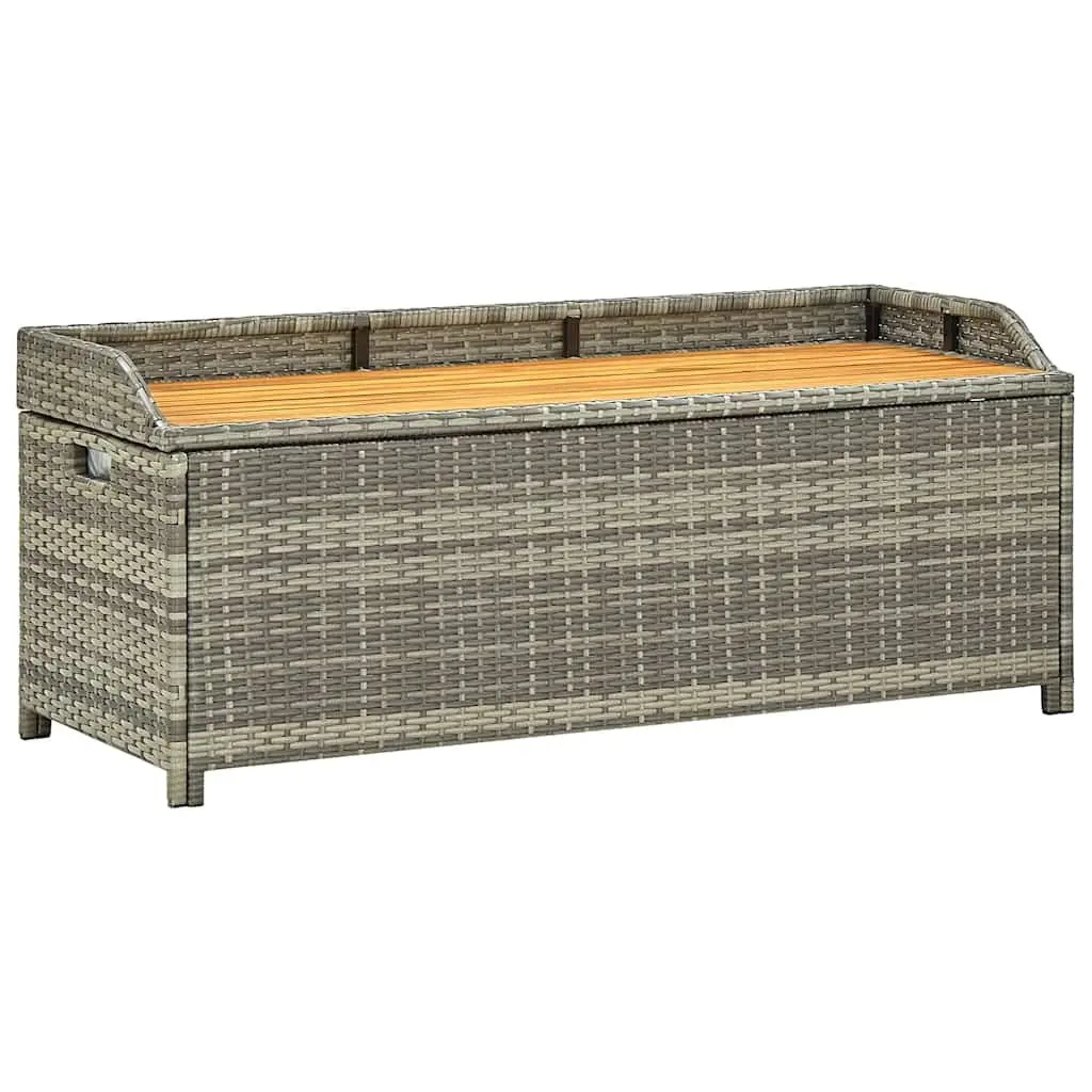 Outdoor Storage Bench Weather Resistant 120cm Poly Rattan Grey