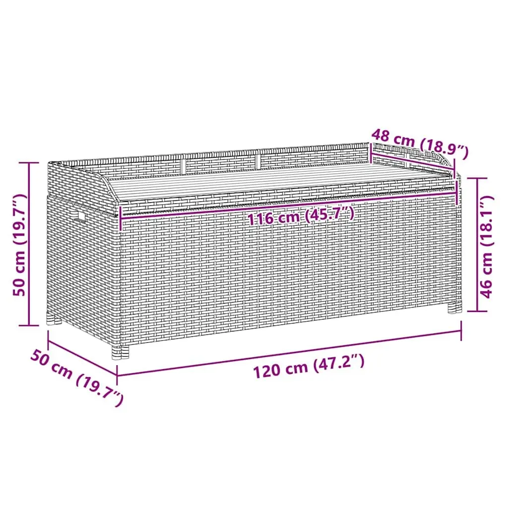 Outdoor Storage Bench Weather Resistant 120cm Poly Rattan Grey