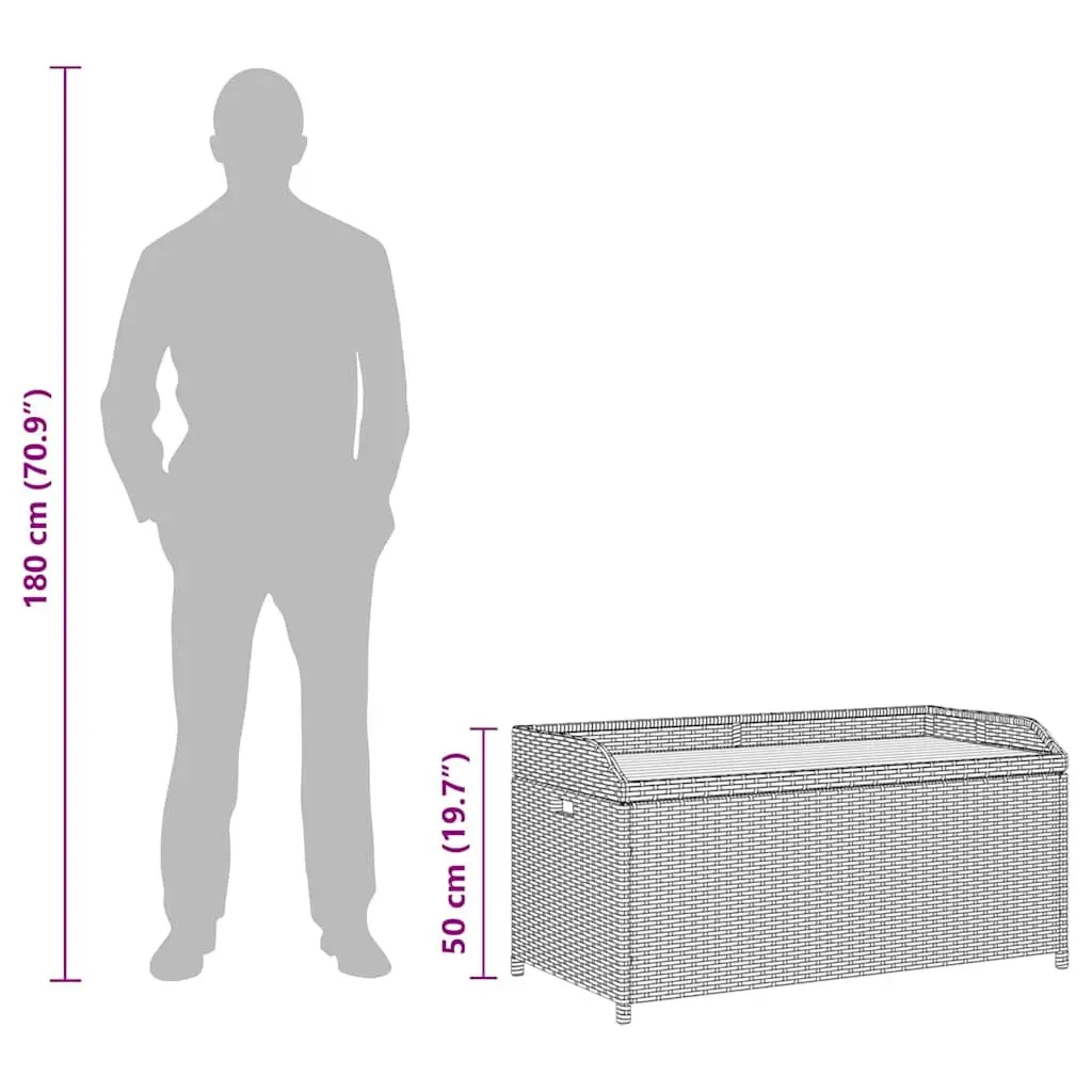 Outdoor Storage Bench Weather Resistant 120cm Poly Rattan Grey