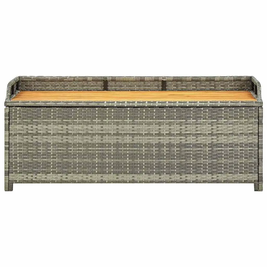 Outdoor Storage Bench Weather Resistant 120cm Poly Rattan Grey