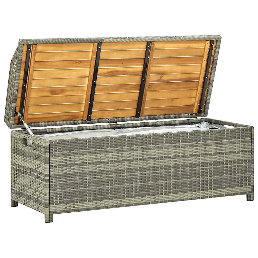 Outdoor Storage Bench Weather Resistant 120cm Poly Rattan Grey