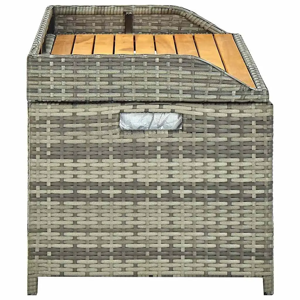 Outdoor Storage Bench Weather Resistant 120cm Poly Rattan Grey