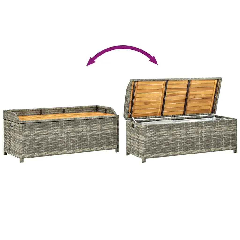 Outdoor Storage Bench Weather Resistant 120cm Poly Rattan Grey
