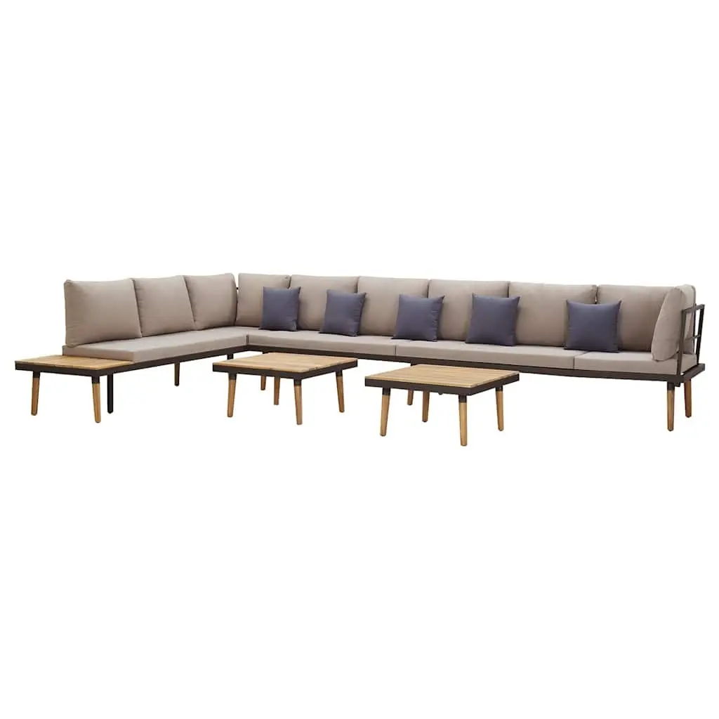 8-Seater Garden Lounge Set with Cushions Solid Wood Patio Furniture Outdoor