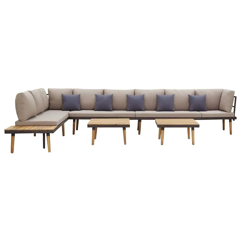 8-Seater Garden Lounge Set with Cushions Solid Wood Patio Furniture Outdoor