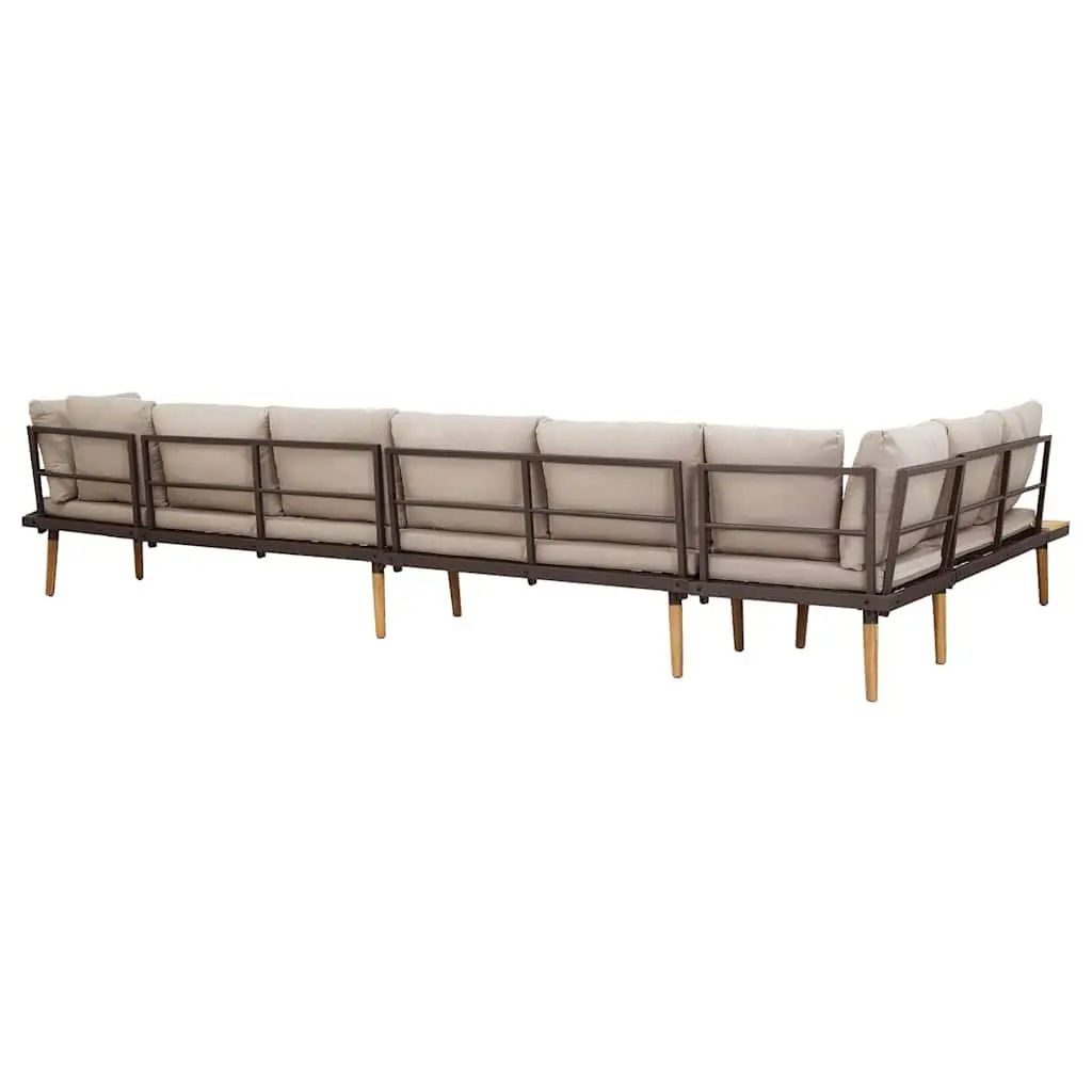 8-Seater Garden Lounge Set with Cushions Solid Wood Patio Furniture Outdoor