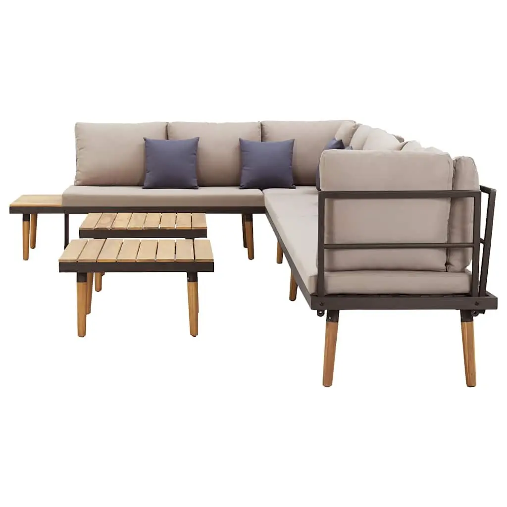 8-Seater Garden Lounge Set with Cushions Solid Wood Patio Furniture Outdoor