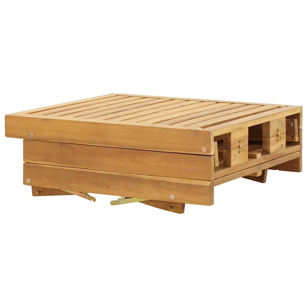 Folding Sun Lounger Solid Wood Outdoor Adjustable Height 4 Position with Cushion