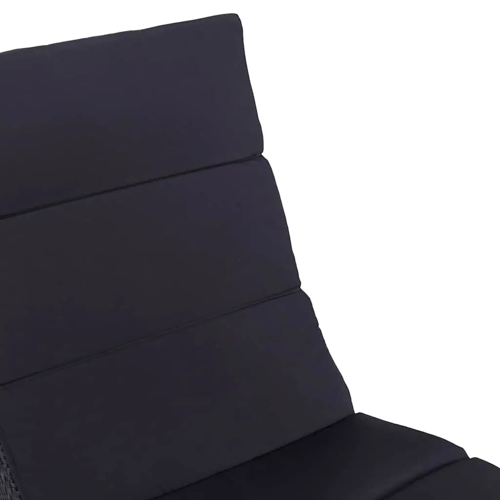 Sun Lounger Foldable Poly Rattan Outdoor Sunbed with Thick Cushion Grey