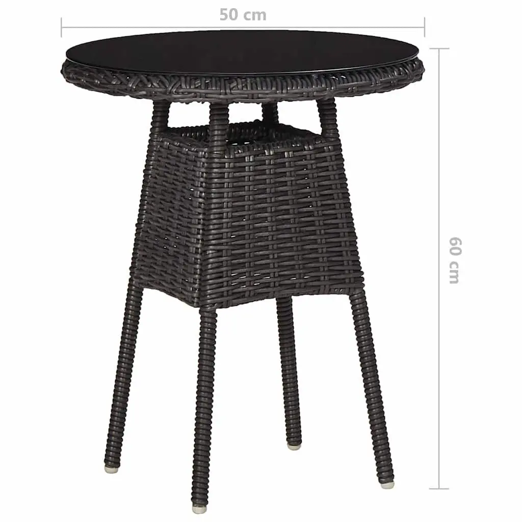 Outdoor Chairs Set 2 pcs with Tea Table Poly Rattan Garden Seating Black
