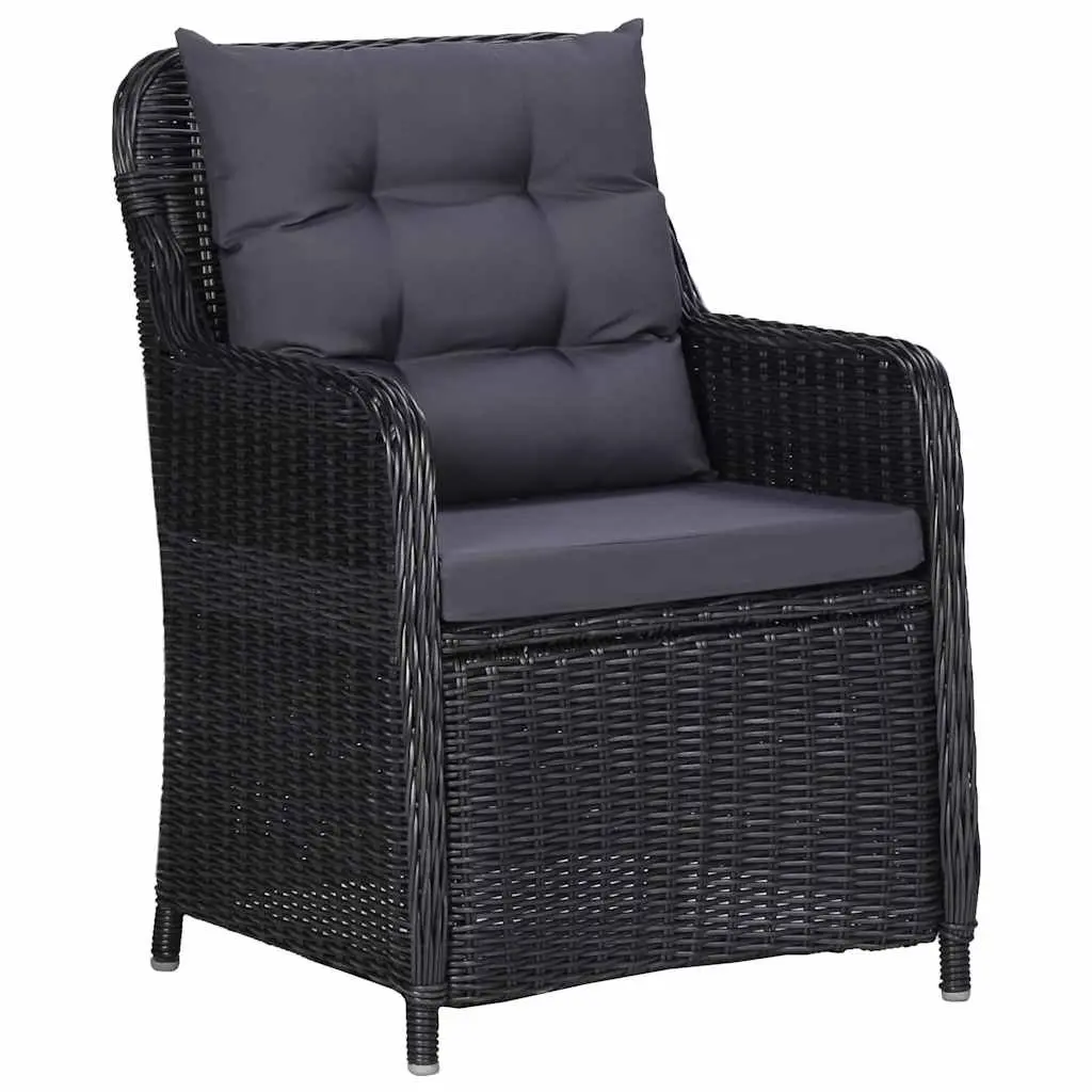 Outdoor Chairs Set 2 pcs with Tea Table Poly Rattan Garden Seating Black