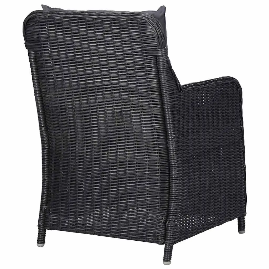 Outdoor Chairs Set 2 pcs with Tea Table Poly Rattan Garden Seating Black