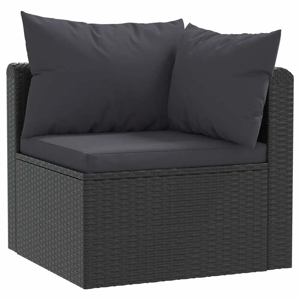 Modular Poly Rattan Outdoor Sofa Set 9 Piece Black Garden Lounge Set