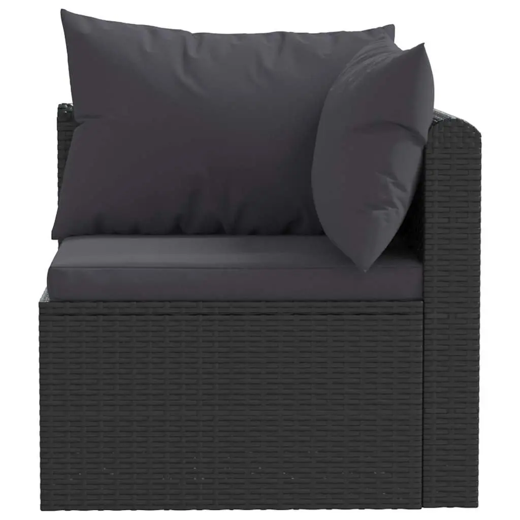 Modular Poly Rattan Outdoor Sofa Set 9 Piece Black Garden Lounge Set