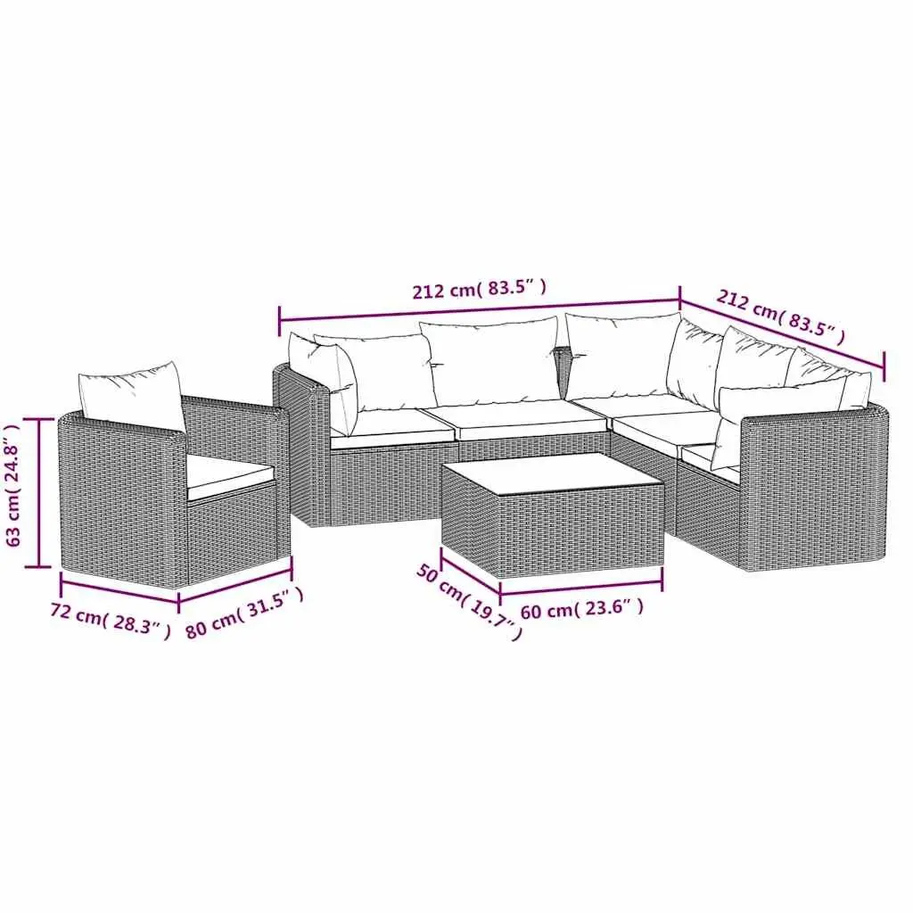 7 Piece Outdoor Sectional Sofa Set