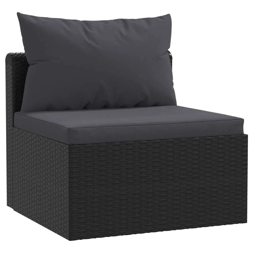 5 Piece Garden Lounge Set with Cushions Poly Rattan Outdoor Sofa Black
