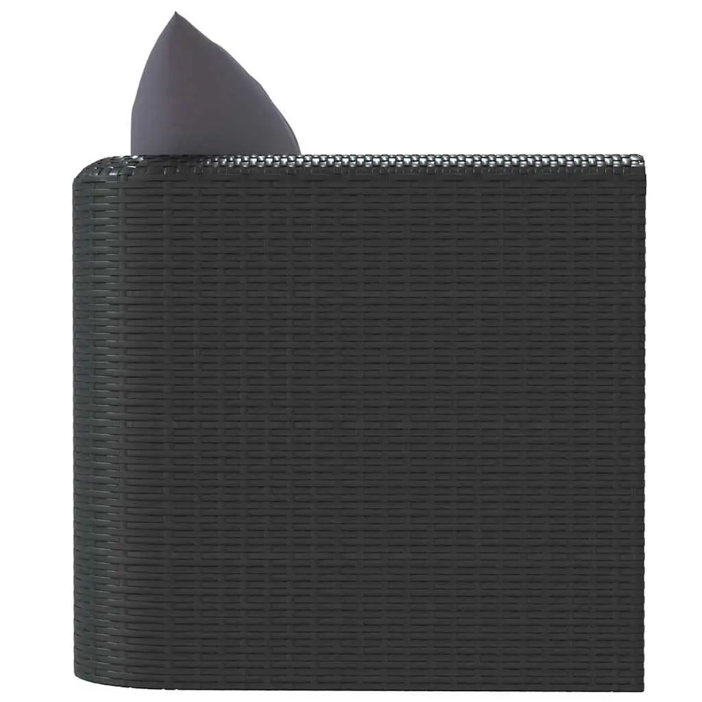 Single Sofa Black Outdoor Lounge Seat with Cushions Hand-Woven Poly Rattan Garden Patio Furniture