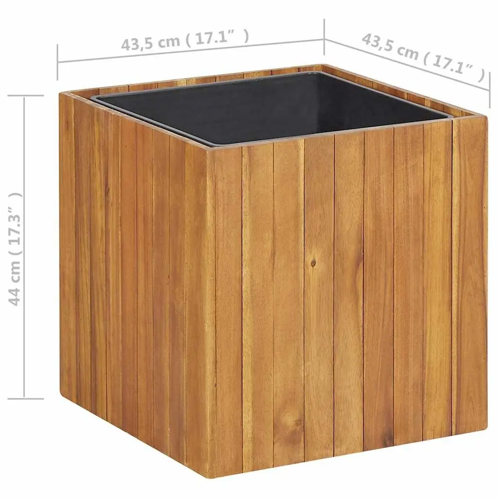 Garden Raised Bed Planter Pot Weather Resistant Acacia Wood 43.5x43.5x44 cm